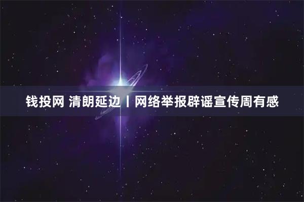 钱投网 清朗延边丨网络举报辟谣宣传周有感